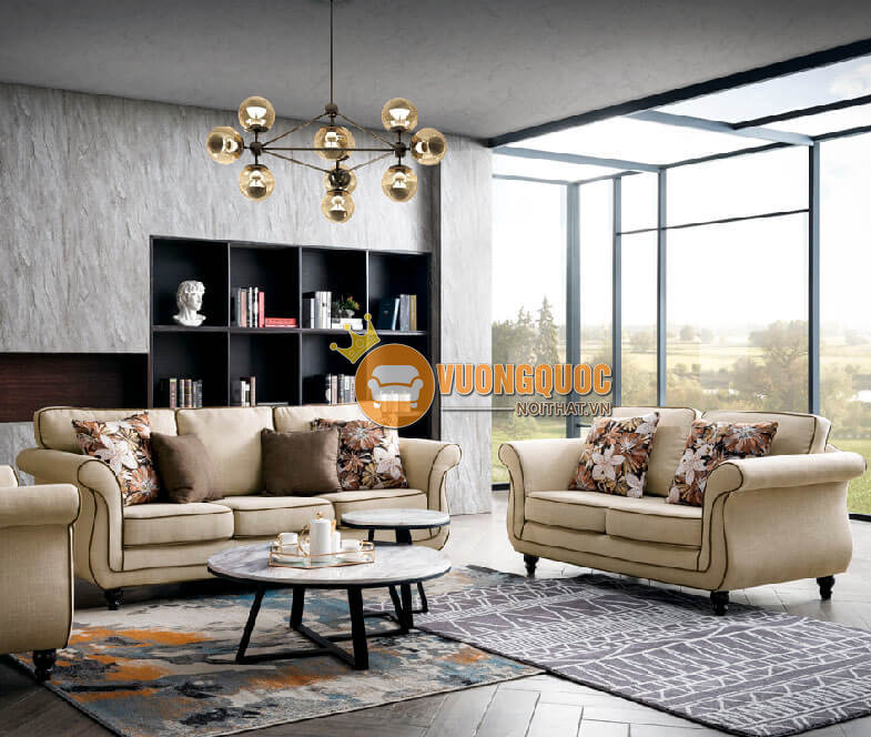 bộ sofa phòng khách màu kem sang trọng CSM 6259-2
